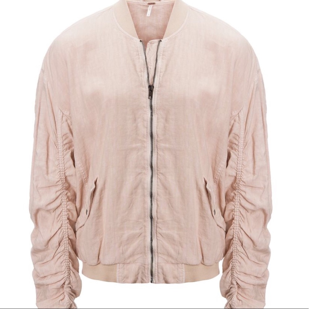 Free People Ruched Linen Bomber - Picture 8 of 8